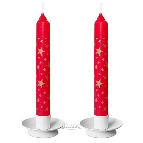 Новогодние свечи Christmas Dinner - Звезды 21 см красные, 4 шт Омский Свечной