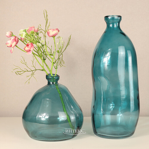 Стеклянная ваза Adagio 19 см бирюзовая Koopman