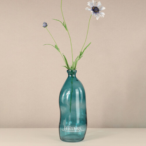 Стеклянная ваза-бутылка Adagio 36 см бирюзовая Koopman