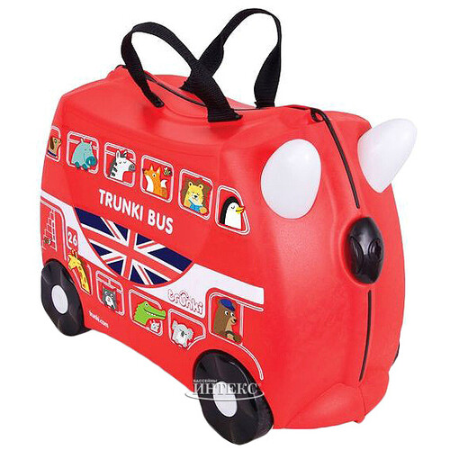Детский чемодан-каталка Автобус Борис с наклейками Trunki