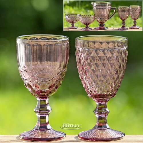 Бокал для вина Шатель 17 см розовый, стекло Boltze
