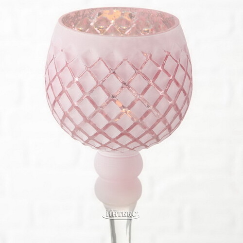 Набор стеклянных подсвечников-бокалов Виндлайт 30-40 см розовый, 3 шт Boltze
