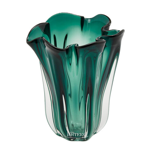 Декоративная ваза Via Drappo 27 см изумрудная EDG
