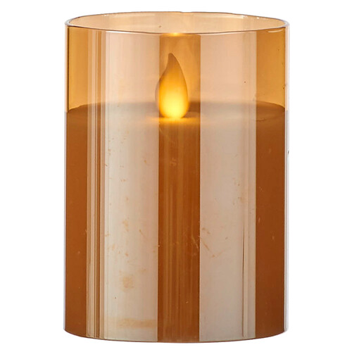 Светильник свеча восковая в колбе с живым пламенем Лацио 10 см золотая на батарейках Edelman