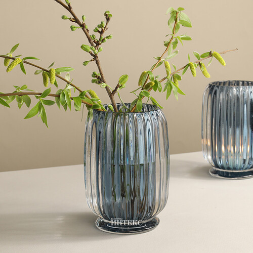 Стеклянная ваза Rozemari 12 см синяя EDG