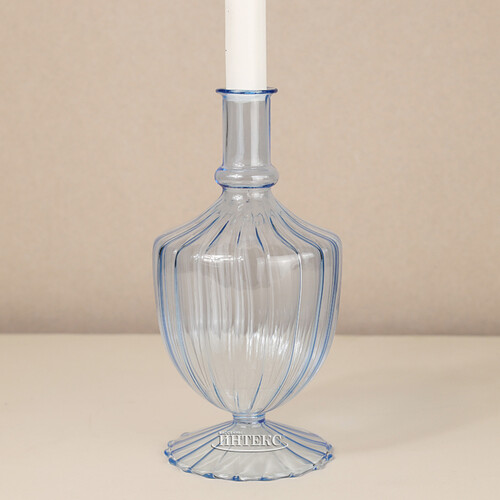 Стеклянная ваза-подсвечник Monofiore 20 см голубая EDG