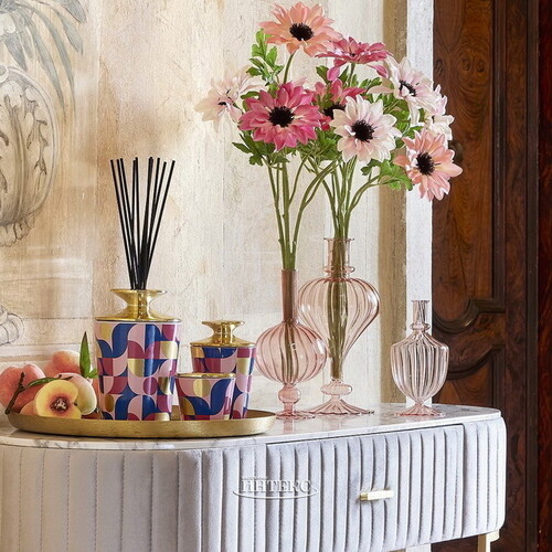 Стеклянная ваза-подсвечник Monofiore 20 см нежно-розовая EDG
