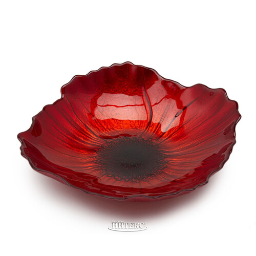 Стеклянная тарелка Маковый Цветок 21 см глубокая EDG