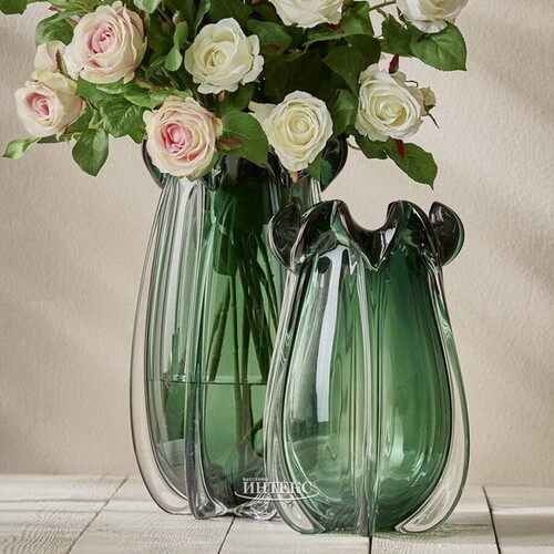 Стеклянная ваза Ferguson 30 см зеленая EDG