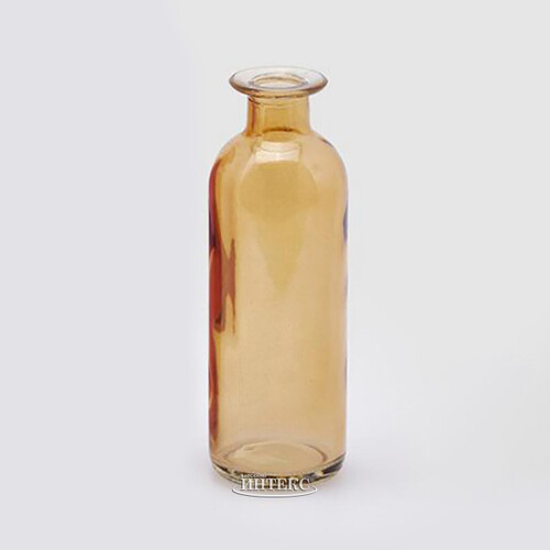 Стеклянная ваза-бутылка Гратин 16 см янтарная EDG