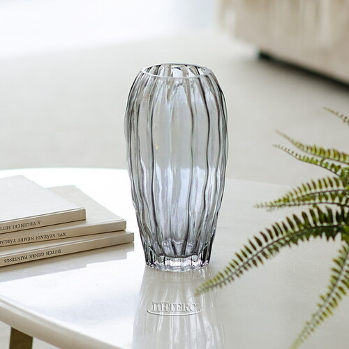 Стеклянная ваза Francisca 27 см серая Edelman