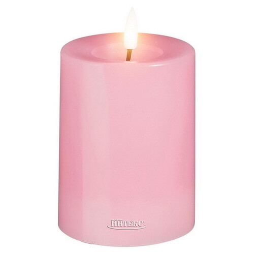 Светодиодная свеча с имитацией пламени Facile 10 см, розовая, таймер, на батарейках Edelman