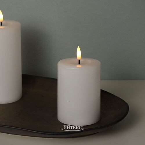 Светодиодная свеча с имитацией пламени Facile 10 см, белая, таймер, на батарейках Edelman