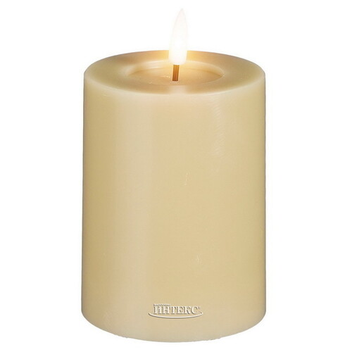 Светодиодная свеча с имитацией пламени Facile 10 см, бежевая, таймер, на батарейках Edelman