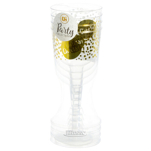Пластиковые бокалы для вина Фейерверк с крупными блестками 18 см, 4 шт, 180 мл Koopman
