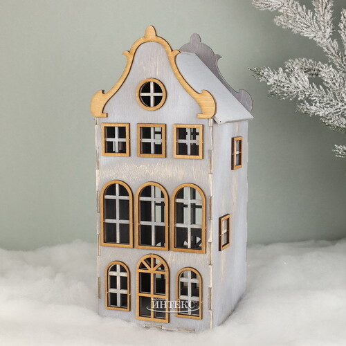 Декоративный домик Амстердам 37 см серый Christmas Apple