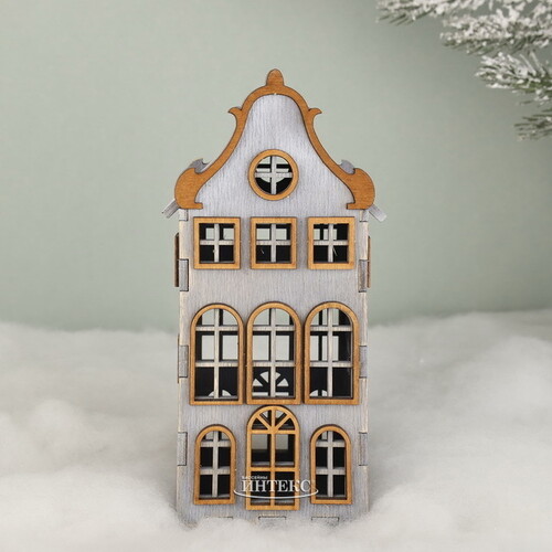 Декоративный домик Амстердам 20 см серый Christmas Apple