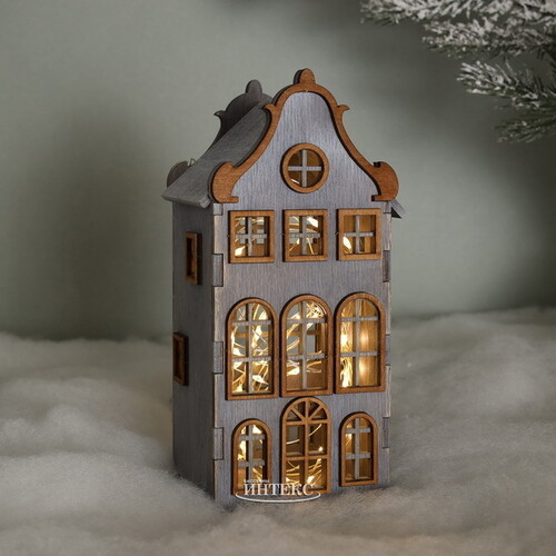 Декоративный домик Амстердам 20 см серый Christmas Apple