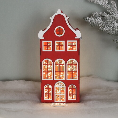 Декоративный домик Амстердам 37 см красный Christmas Apple