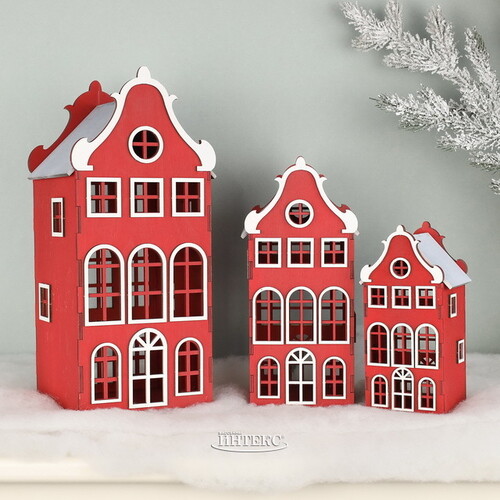 Декоративный домик Амстердам 37 см красный Christmas Apple