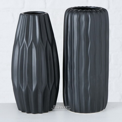 Керамическая ваза Фрегана 26 см черная Boltze