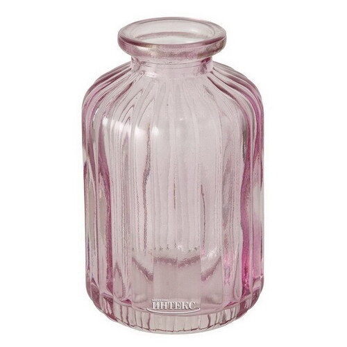 Стеклянная ваза-бутылка Уэльма 10 см нежно-розовая Boltze