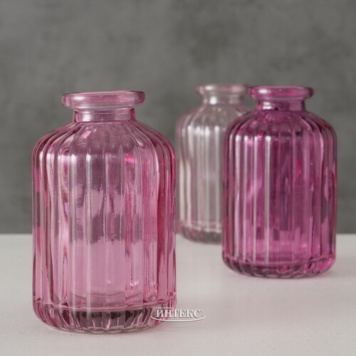 Стеклянная ваза-бутылка Уэльма 10 см розовая Boltze