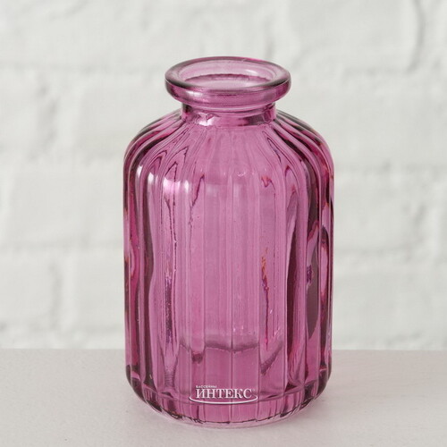 Стеклянная ваза-бутылка Уэльма 10 см розовая Boltze
