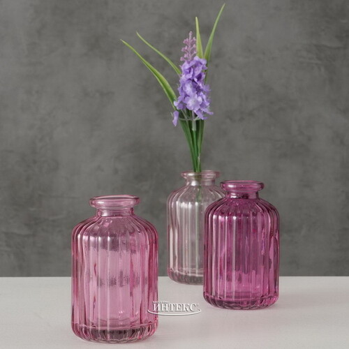 Стеклянная ваза-бутылка Уэльма 10 см нежно-розовая Boltze