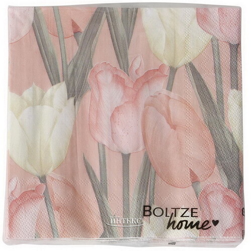 Бумажные салфетки Тюльпаны - Montuella la Piedra 17*17 см розовые, 20 шт Boltze
