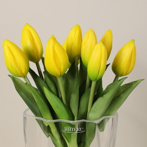Силиконовые тюльпаны Hidalgo 9 шт, 29 см желтые EDG