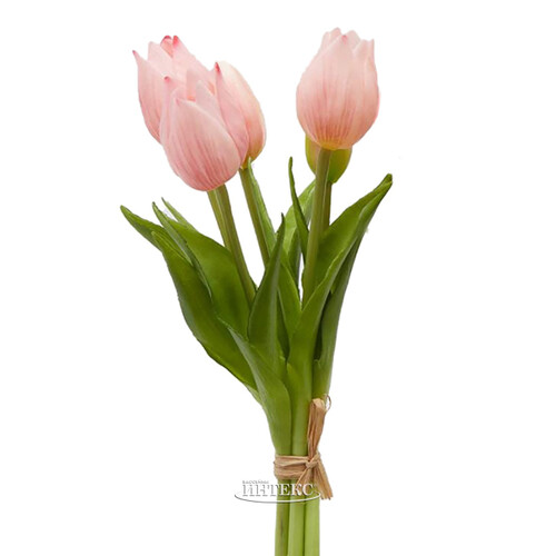 Силиконовые цветы Тюльпаны Parateo 5 шт, 26 см нежно-розовые EDG