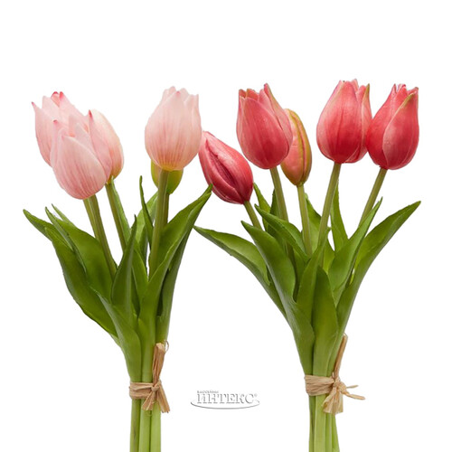 Силиконовые цветы Тюльпаны Parateo 5 шт, 26 см нежно-розовые EDG