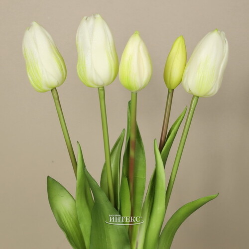 Силиконовые тюльпаны Saluti Bianco 5 шт, 40 см EDG
