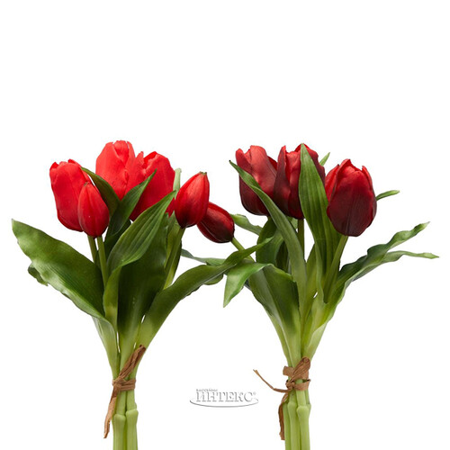 Силиконовые цветы Тюльпаны Piccola Ragazza 5 шт, 28 см темно-красные EDG