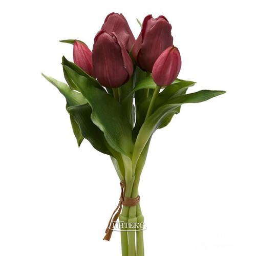 Силиконовые цветы Тюльпаны Piccola Ragazza 5 шт, 28 см бордовые EDG