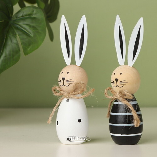Набор декоративных фигурок Кролики Black and White 10 см, 2 шт Breitner