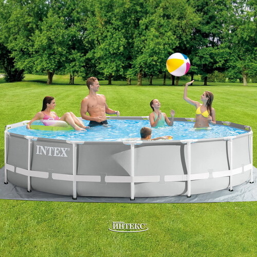 Каркасный бассейн 26724 Intex Prism Frame 457*107 см серый, картриджный фильтр, аксессуары INTEX
