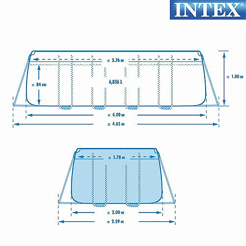 Прямоугольный каркасный бассейн Ultra Frame 400х200х100 см, фильтр-насос, лестница INTEX