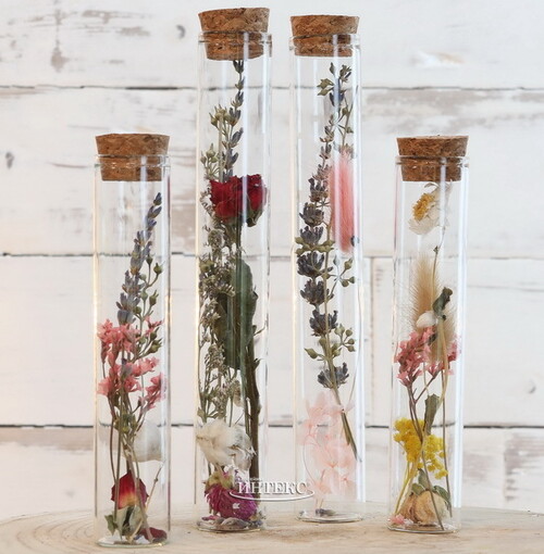 Стеклянная колба с цветами Floricco: Teona 20*3 см Ideas4Seasons