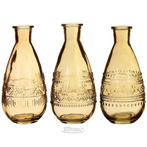 Набор стеклянных ваз Rome 16 см охровый, 3 шт Ideas4Seasons