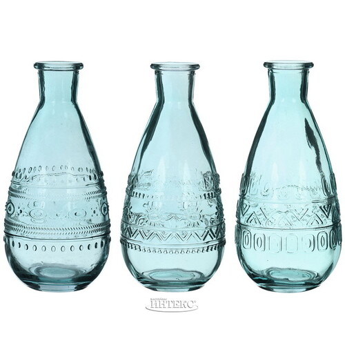 Набор стеклянных ваз Rome 16 см голубой, 3 шт Ideas4Seasons