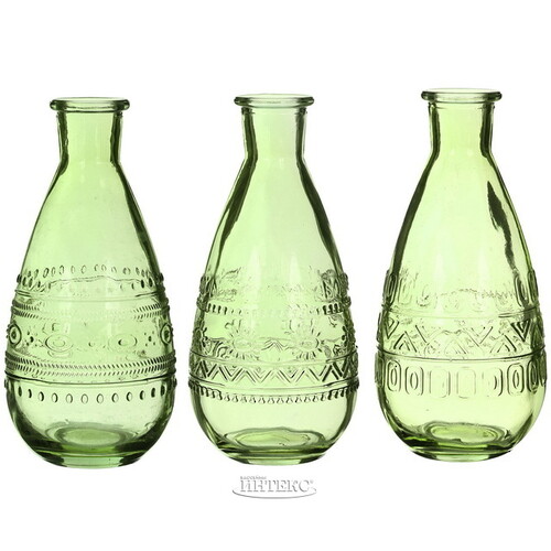 Набор стеклянных ваз Rome 16 см зеленый, 3 шт Ideas4Seasons