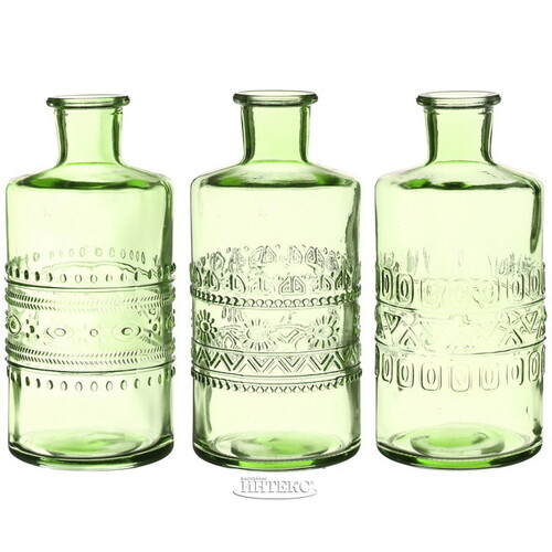 Набор стеклянных ваз Porto 15 см зеленый, 3 шт Ideas4Seasons