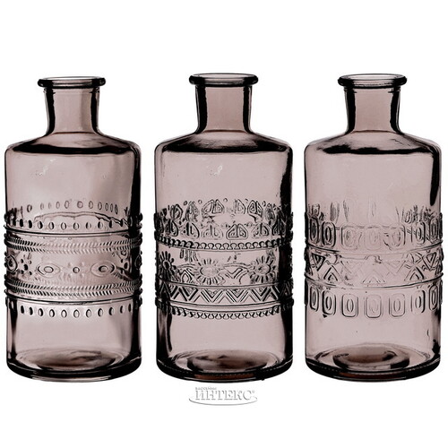 Набор стеклянных ваз Porto 15 см серый, 3 шт Ideas4Seasons