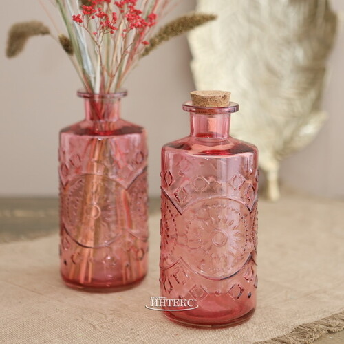 Стеклянная ваза-бутылка Berlin 21 см розовая Ideas4Seasons