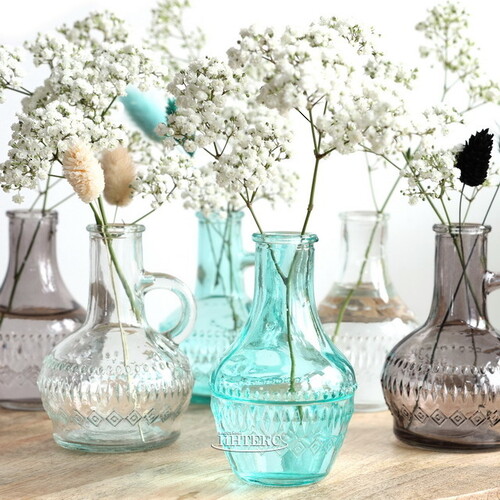 Стеклянная ваза-бутылка Milano 10 см голубая Ideas4Seasons