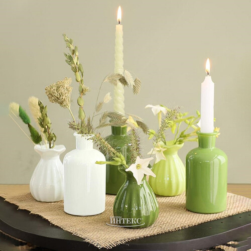Стеклянная ваза Caruso 9 см светло-зеленая Ideas4Seasons