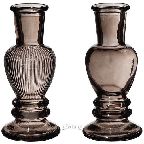 Стеклянная ваза-подсвечник Stefano 11 см серая, 2 шт Ideas4Seasons