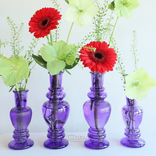 Стеклянная ваза-подсвечник Stefano 16 см фиолетовая, 2 шт Ideas4Seasons